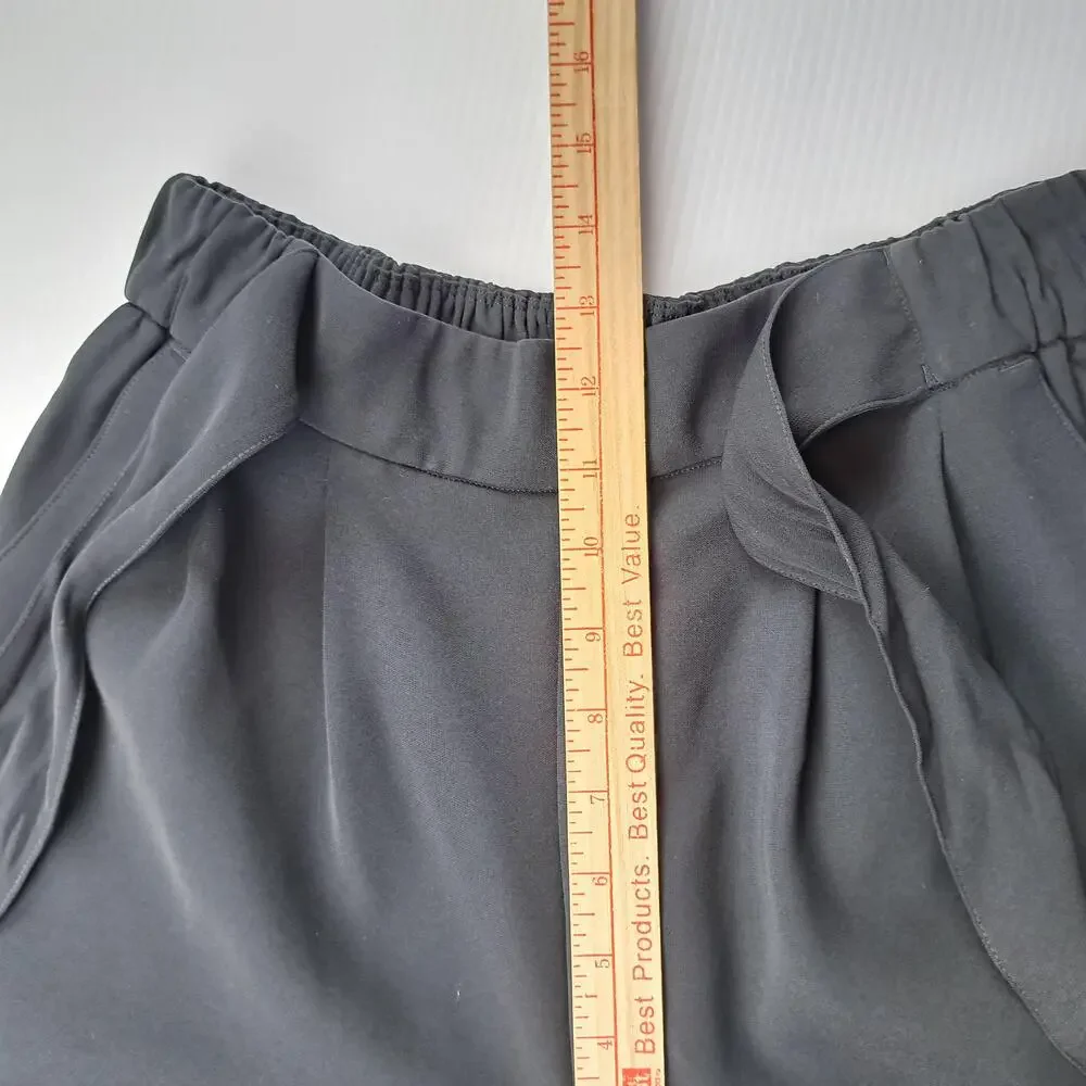 Lululemon Pants Womens 6 Black Wide Noir Crop High Waist Pull On Paperbag Tie